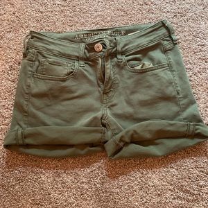 army green jean shorts